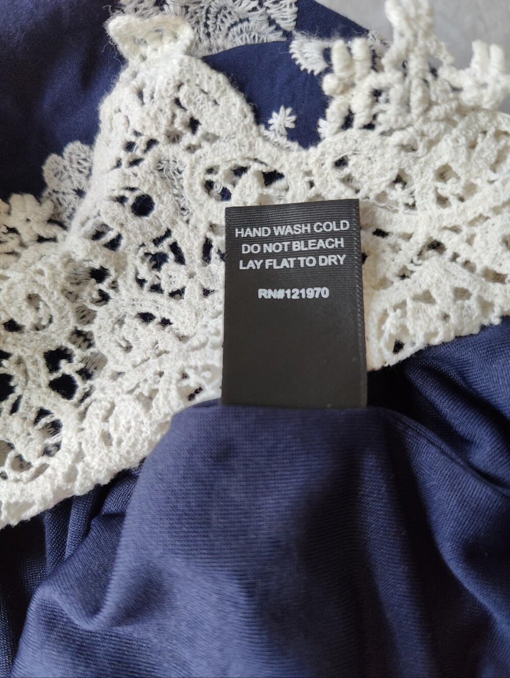 Vintage Y2K A. Calin Navy Blue Boho Embroidered Lace Trim Cami Sundress Size S - Picture 9 of 10